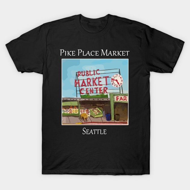 Pike Place Market Seattle T-Shirt by WelshDesigns